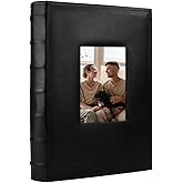 Vienrose Photo Album 4x6 300 Photos with Memo Area Leather Cover Large Capacity Slip-in Pictures Book for Wedding Baby Vacation (Black)