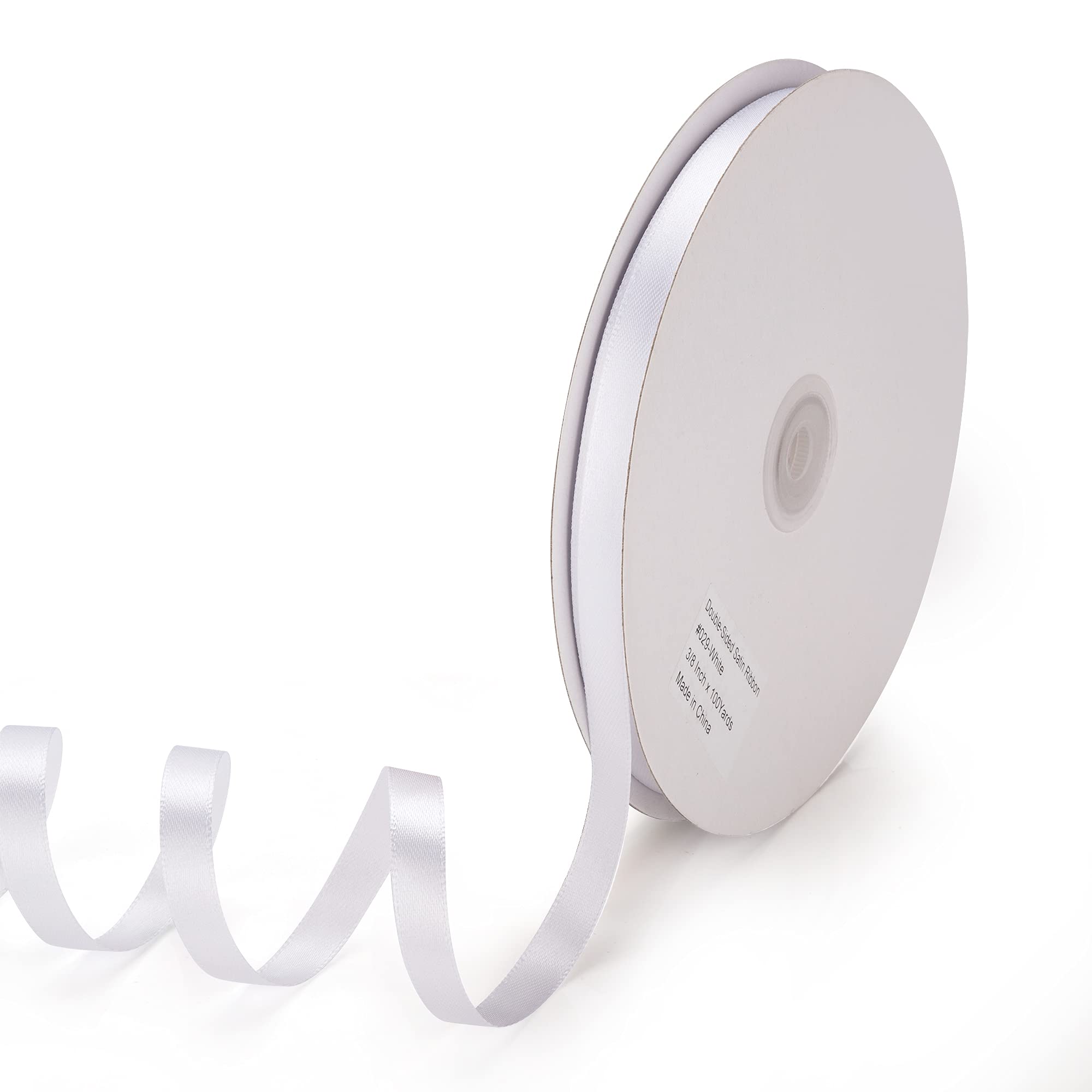 IHKFILAN Satin Ribbon in White (10 mm x 91.44 m) Matt Shiny Gift Ribbon for Decorating & Crafts, Weddings, Christenings