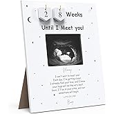 Sonogram Picture Frame Countdown Weeks - Baby Shower Welcome Sign - Standard 4"x3" Ultrasound Photo - Pregnancy Announcements Ideas - Gender Reveal Gifts - New Mom Expecting Parents to Be Keepsake