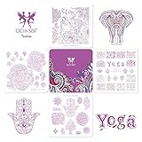 CICI&SISI India Series Acrylic Nail Stamping Printing Plate Manicure Nail Art Decor Image Stamps Plate , 4 Pcs