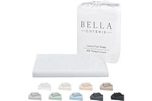 BC BELLA COTERIE Bella Coterie Luxury Bamboo Cal King Size Flat Sheet | 100% Organically Grown Bamboo Viscose | Ultra Soft | Cooling for Hot Sleepers [White]