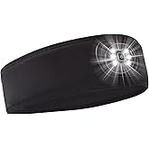 IVYWNT LED Sports Sweat Headband - Outdoor Headlamp Rechargeable with Reflective Visible for Men and Women, 3 Brightness Head Lights for Camping Running, Black