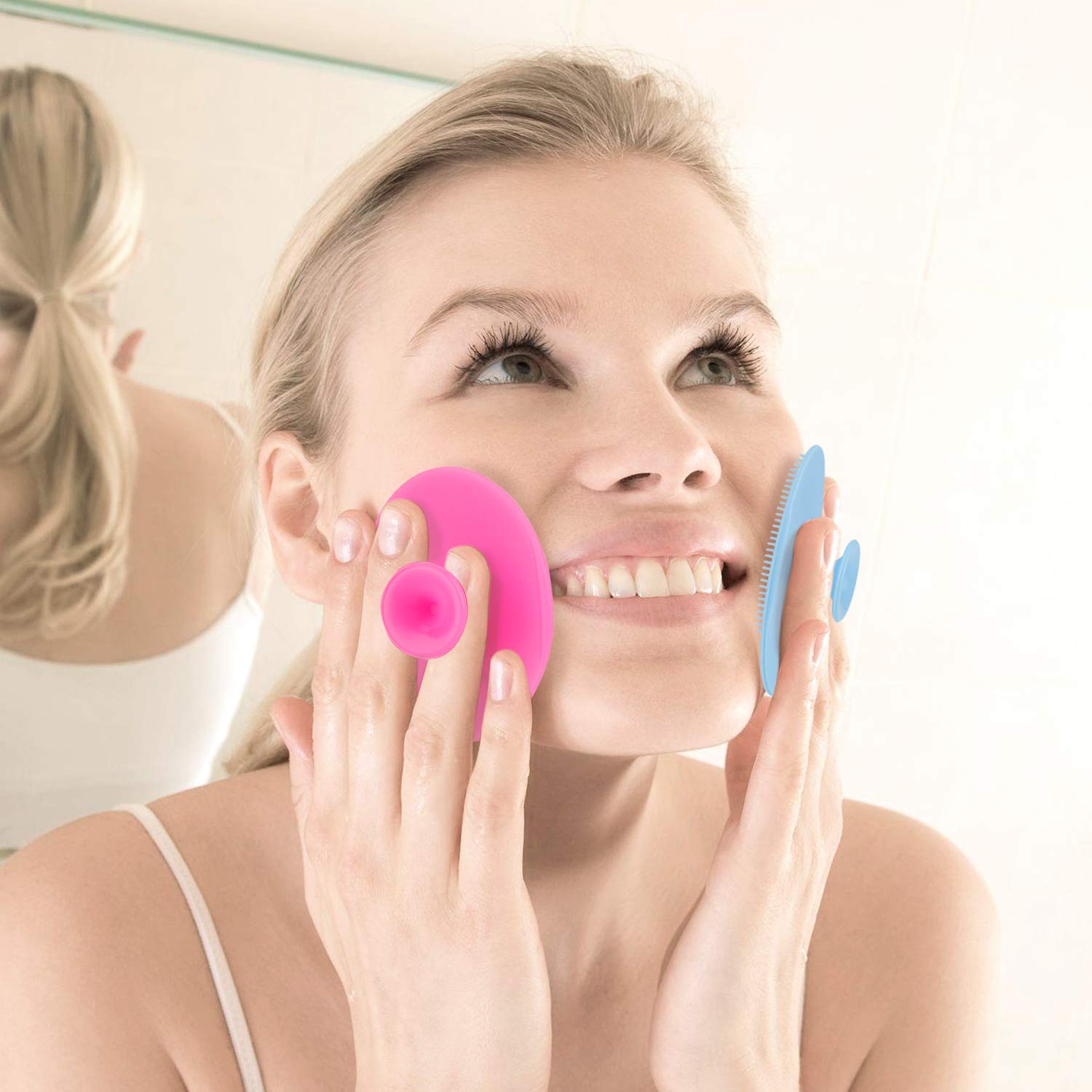 Face Scrubber,2 Pack Soft Silicone Scrubbies Facial Cleansing Pad Face Exfoliator Face Scrub Face Brush Silicone Scrubby for Massage Pore Cleansing Blackhead Removing Exfoliating,Cool Gift for Girl: Beauty