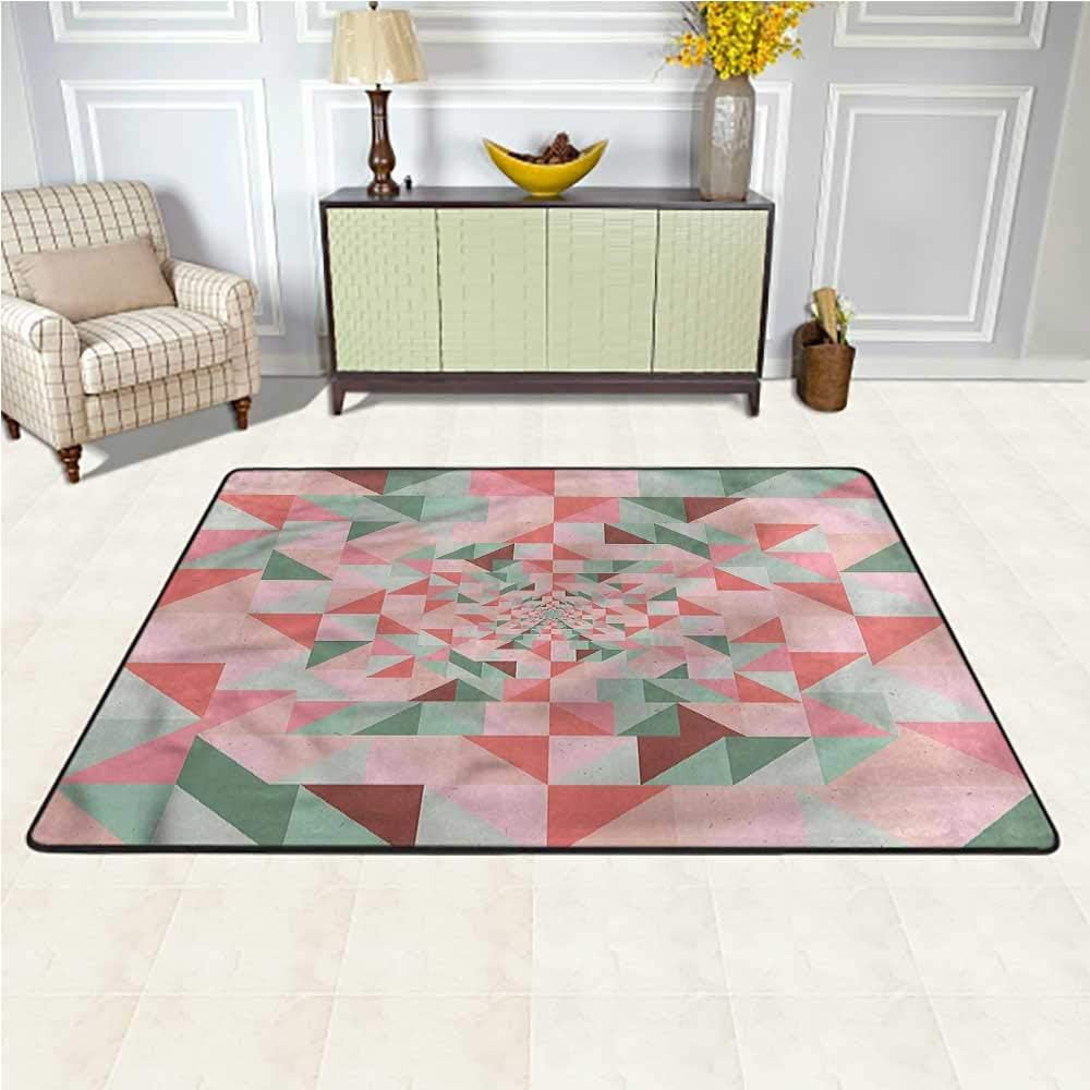Area Rug Retro, Geometry Shapes Pastel Contemporary Modern Multicolor Area Rug Decorative Footcloth/Floor Cover/Play Mat 5 x 7 Feet