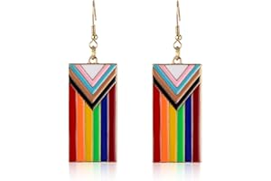 Rainbow LGBT Earrings for Women Men, 2.76 Inch Unisex Lesbian Gay Pride Earrings Dangle LGBTQ Dangle Earrings Lesbian Gay Bis