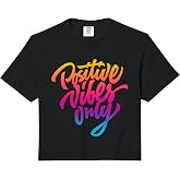 Positive Vibes Only Colorful Retro Typography Comfort Colors Crop Top