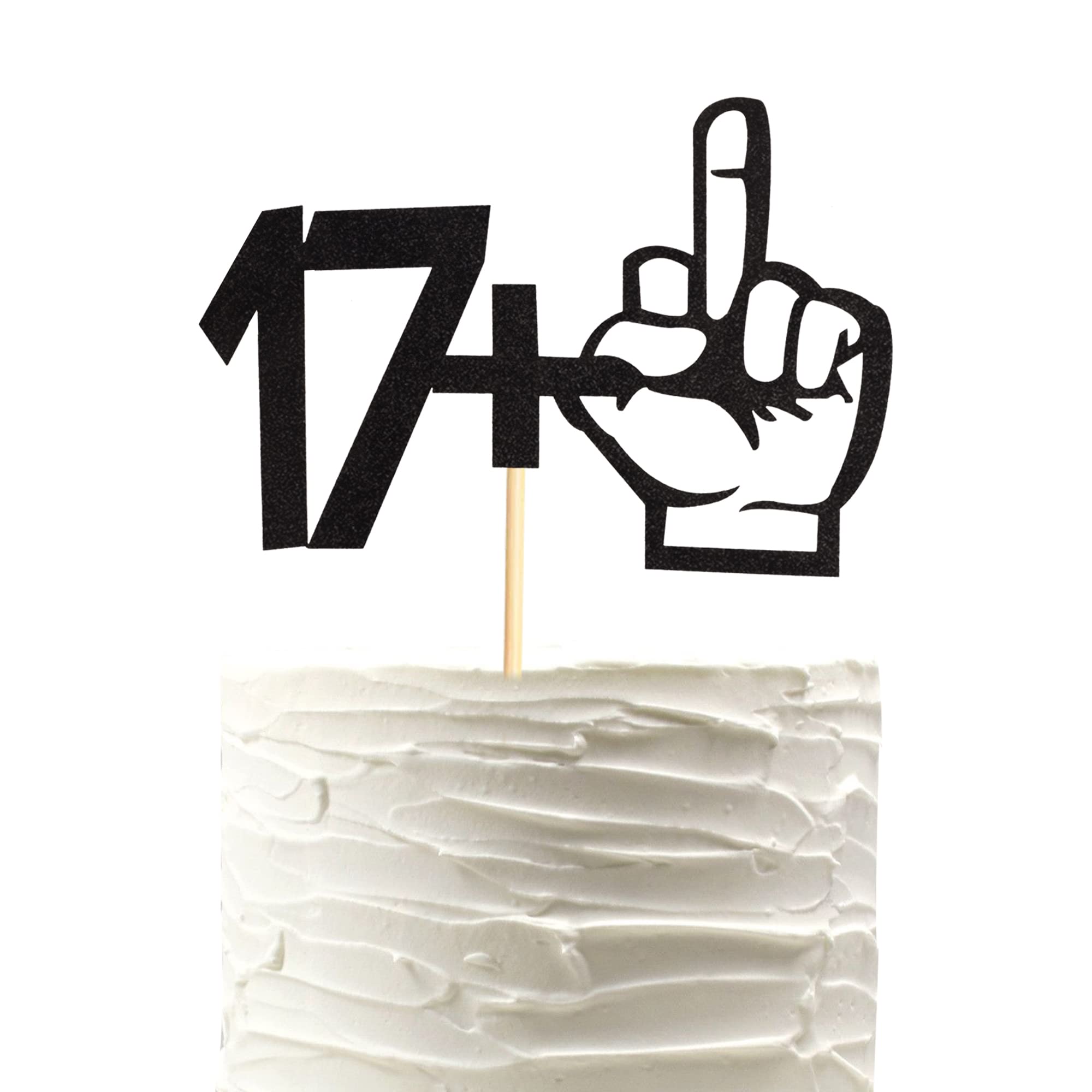 Photo 1 of ***MISSING PARTS***
Arthsdite 17+1 Middle Finger Black Glitter Cake Topper - 18th Birthday Party Decorations - Funny Eighteen Years Old Birthday Party Supplies