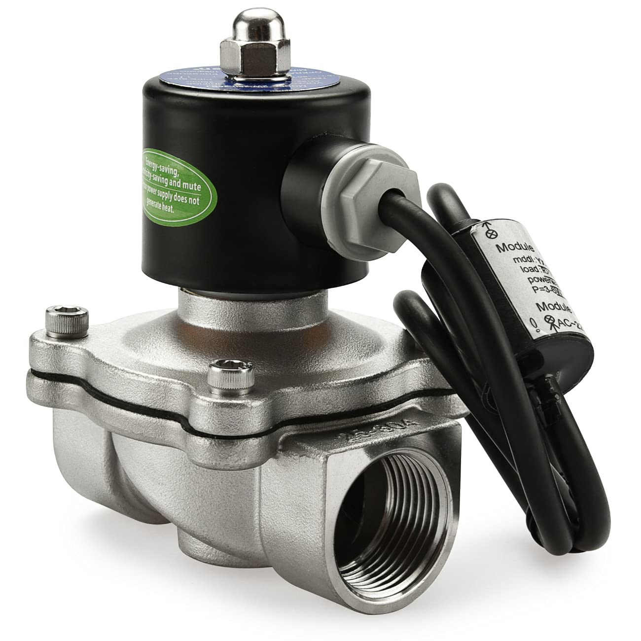 Heschen Electric Solenoid Valve, 2W-250-25BJ, PT 1'', AC220V, Direct Action Water Air, Normally Closed Replacement Valve, Stainless Steel 304, Energy Saving