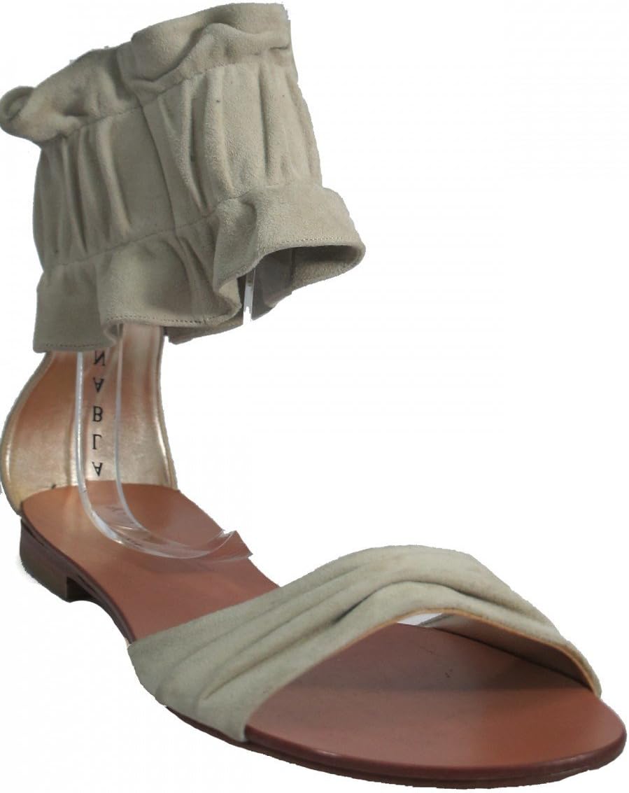9919 Women Italian Ankle strap Leather Dressy Flat Sandals