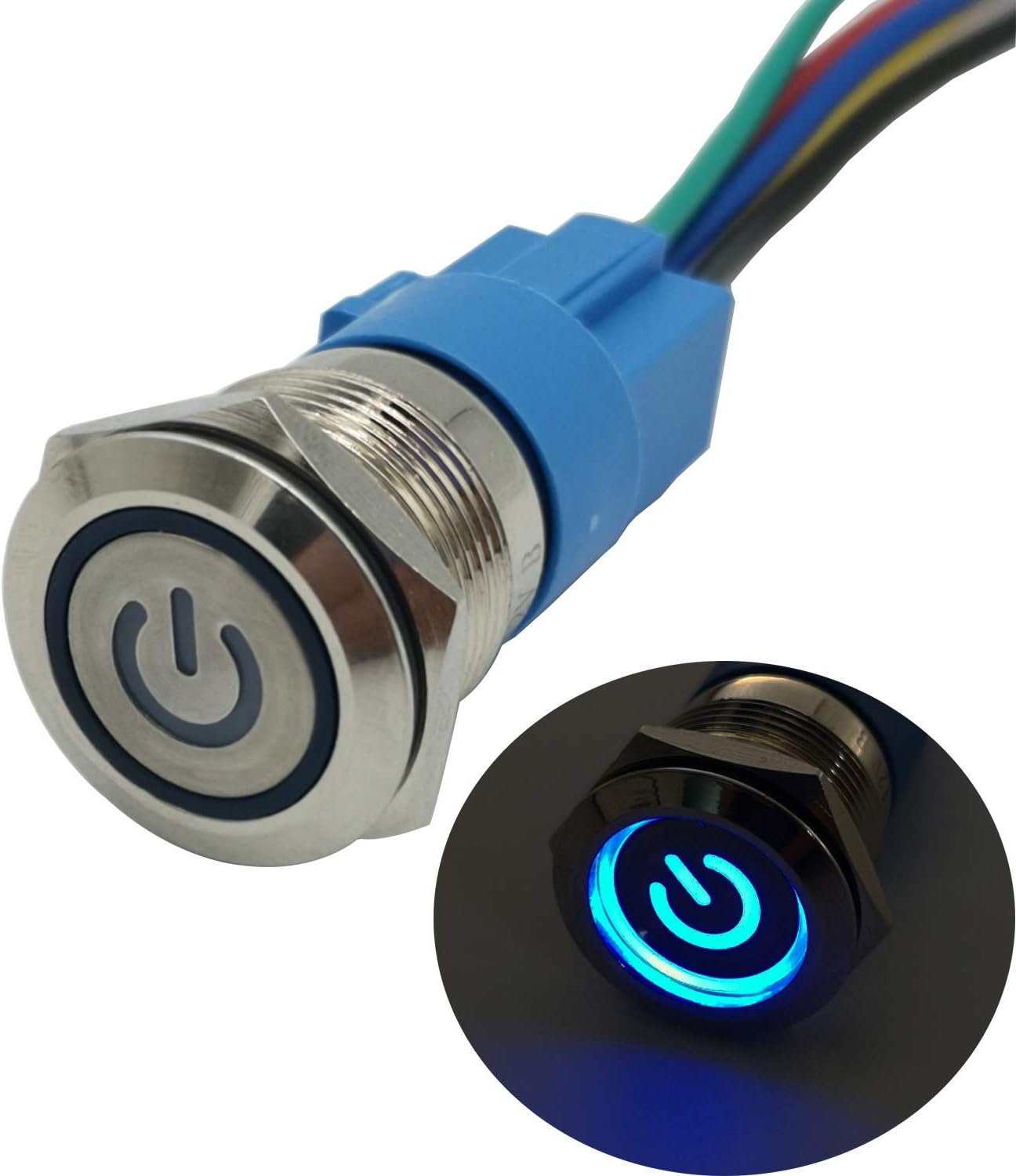 CESFONJER Metal Latching Pushbutton Switch, Waterproof Toggle Switch with Wire Socket Plug