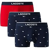 Lacoste mens Cotton Stretch Mini Croc Print Trunks, 3-pack (Amazon Exclusives)