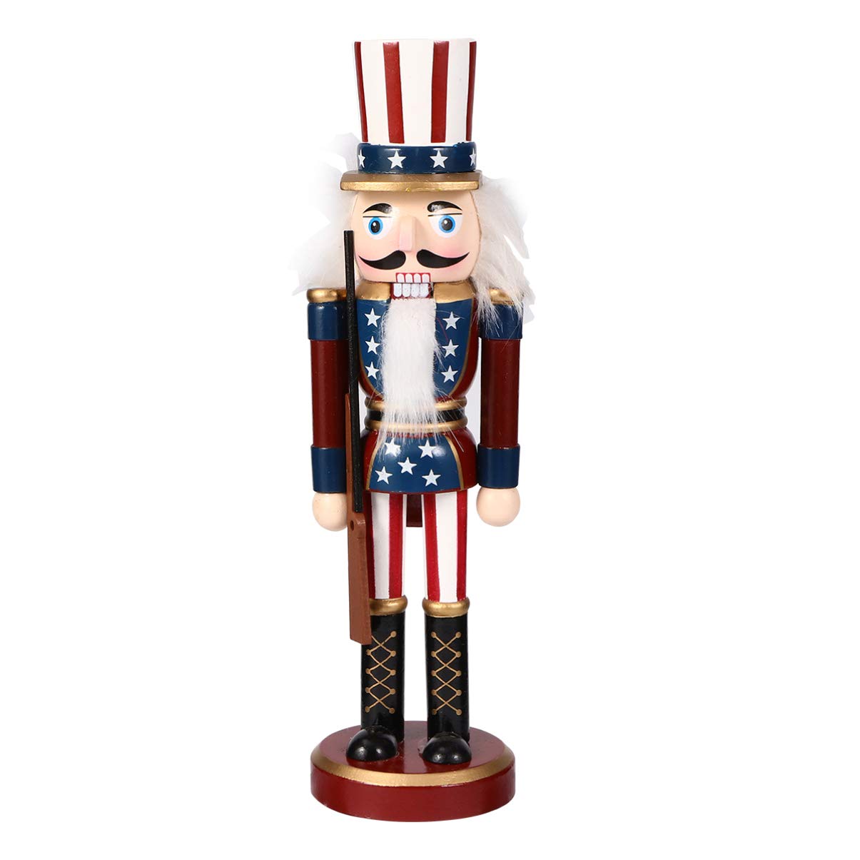 Amosfun Wooden Soldier Nutcracker Christmas Wood Ornaments Nutcracker Figurine Christmas Table Decoration for Home Party Favors