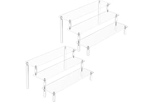 Famyards Acrylic Display Risers 2 Pack, Perfume Stand Organizer 3 Tiered Cupcake Stand Clear Acrylic Display Stands Shelf Risers for Amiibo Funko POP Figures Food Desserts Holder Collection Cosmetic