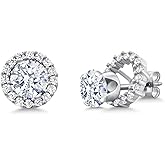 Gem Stone King 6MM Round Gemstone Birthstone Removable Jacket Stud Halo Earrings For Women | 925 Sterling Silver | Fine Jewelry Gifts for Her Mom Women Wife