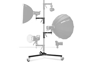 SUPON M20 Steel Wheeled Pistol Grip Heavy Duty Light Stand for Photography with Sliding Arm and Chrome-Plated Column Stand, Max. Height 6.5' Max. Load 22 Lbs, Ideal for Light Stand Photography