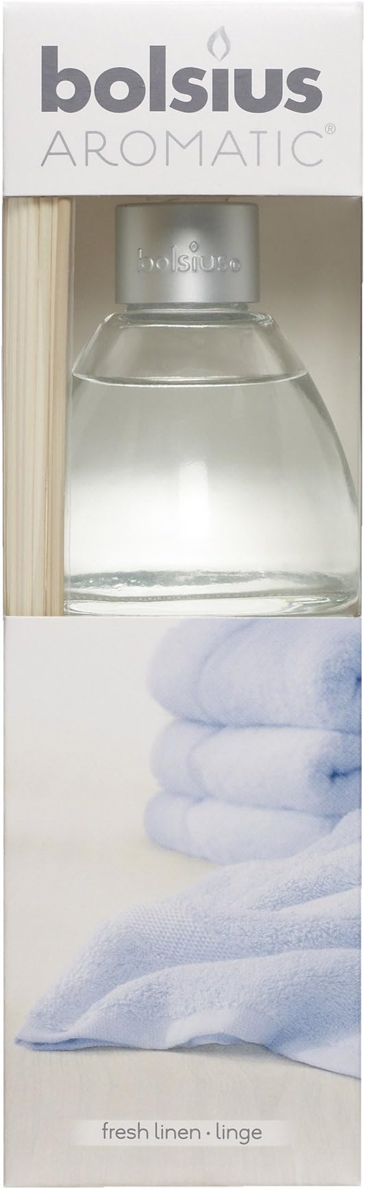 Aromatic "Fresh linen Scented Reed Diffuser, Non Toxic Diffuser oil, Transparent, 7.5 x 25 cm