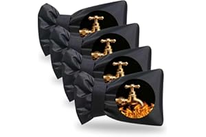 WISDOM RISING FLOURISH Outdoor Faucet Covers for Winter Freeze Protection,6.7" W x 8.3" H Outside Garden Faucet Socks for Winter Waterproof Reusable Hose Bibs Insulated Spigot Cover, 4 Pack Black