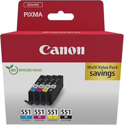 Canon CLI-551 C M Y BK Ink Cartridges 4 Pack Multipack Black Cyan Magenta Yellow