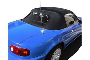 AUTOBERRY Compatible With Mazda Miata Convertible Top 2 Piece Zipper Factory Style With Plastic window 1990-2005 Black