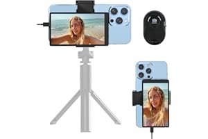 APEKX 5" Vlog Selfie Monitor Screen with Magnetic Clip Mount, Low Latency, Easy Cable Connection, Perfect for Live Streaming on TikTok, YouTube - Compatible with iPhone & Android Phones (Black)