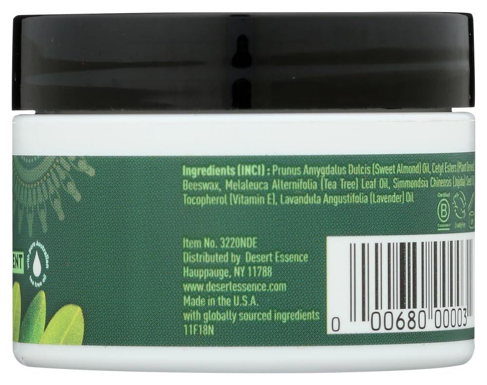 Desert Essence Tea Tree Oil Skin Ointment - 1 Fl Ounce - Pack of 2 - Jojoba & Lavender Essential Oils - Vitamin E - Sweet Almond Extract - Moisturizer For Dry Skin, Skin Irritations, Cuticles