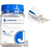 Jonard Tools RJ45-6100 CAT6A RJ45 Pass-Through Connectors for Network Cables (Pack of 100)