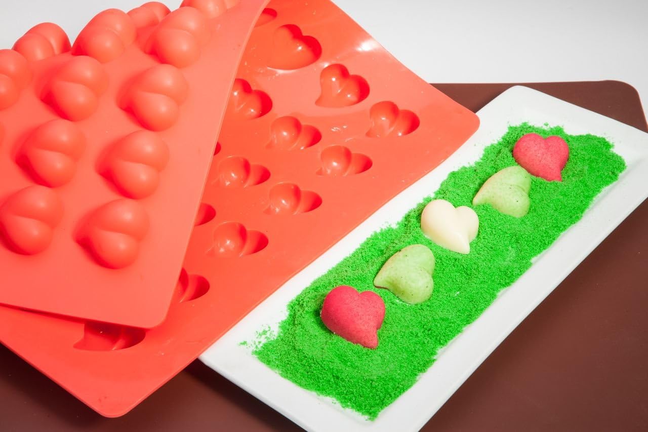 Truffly Made Heart Mould - Ganache, Pate de Fruit, Caramel, Praline, Chocolate Mould, 54 cavities, One step candy pop-out