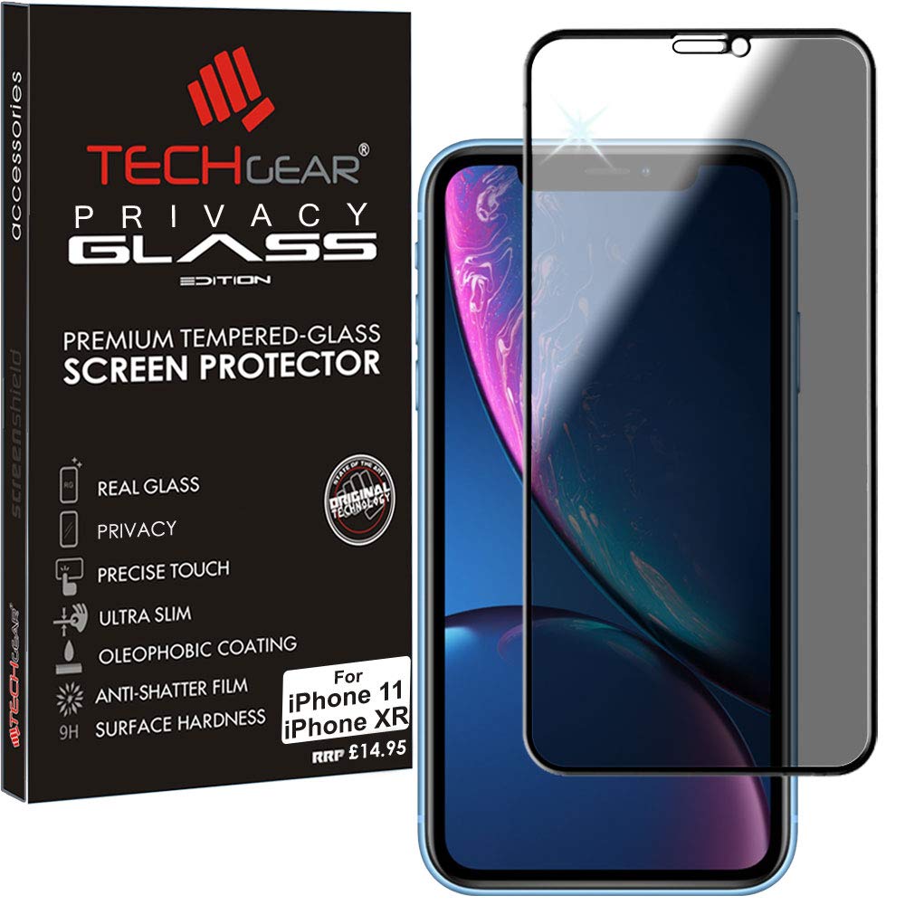 TECHGEAR Anti Spy Screen Protector for iPhone 11, iPhone XR - PRIVACY 3D GLASS Edition Genuine Tempered Glass Full Screen Protector Guard Cover Compatible with Apple iPhone 11 & iPhone XR 6.1"