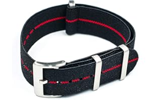 StrapHabit Elastic Watch Strap Watch Band for Men & Women 20mm 22mm Nylon One Piece French Paratrooper Military Parachute Premium Striped