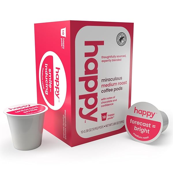 HAPPY COFFEE MEDIUM ROAST COFFEE PODS, 10 COUNT,...