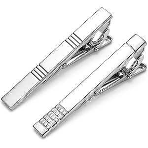 RAHHLIZS 2 Pcs Tie Clips, Silver Classic Tie Bars for Men Father Husband | Tie Clips for Men, Tie Pins for Men Stainless Stee