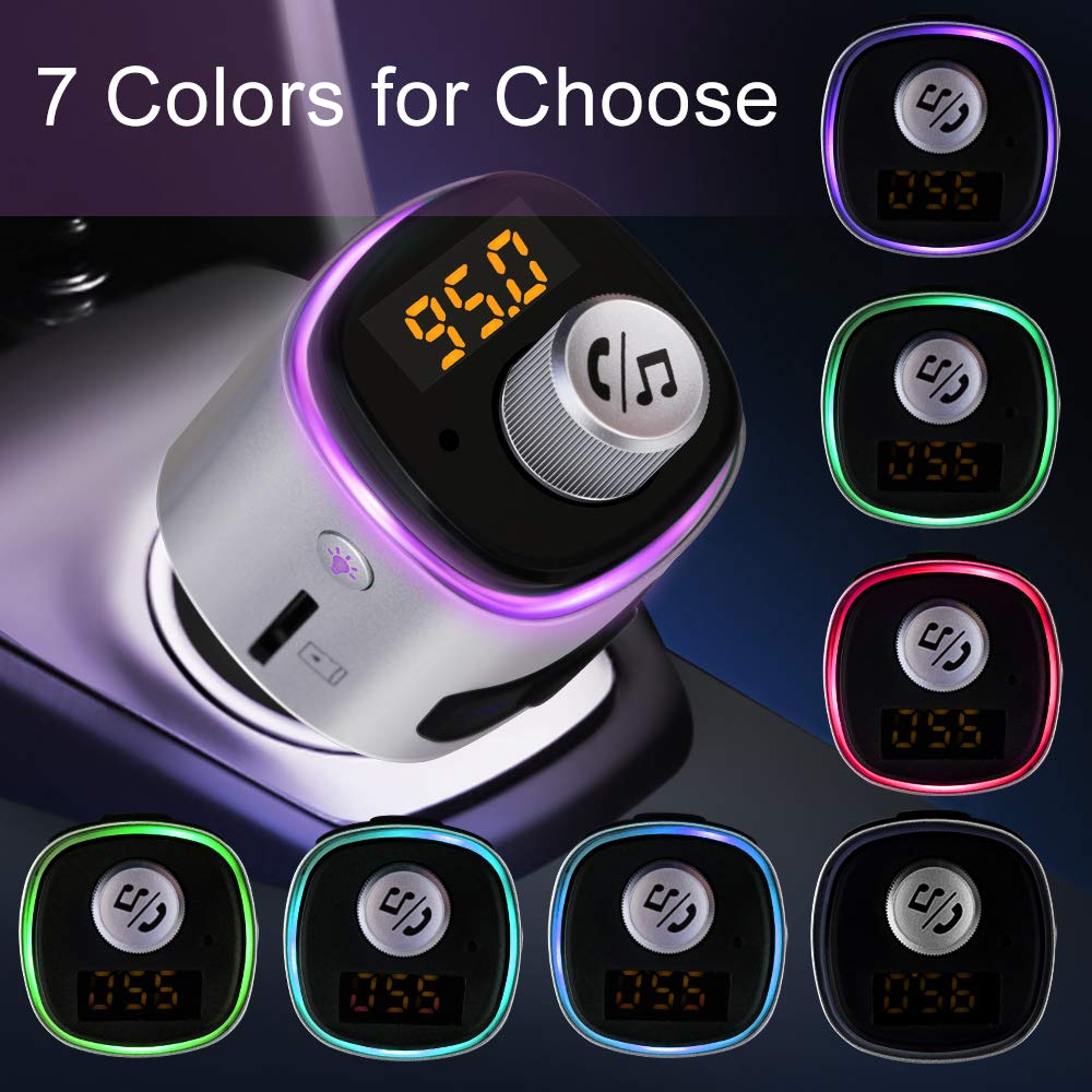 FM Transmitter Car Bluetooth 4.2 with Fastest Phone Charger QC 3.0, Car Radio Audio Adapter, FM Modulator Car MP3 Player Handsfree Car Kit Support QC3.0 Dual USB Charge