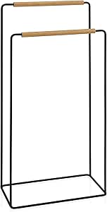 ANDREA HOUSE - Toallero de pie Doble en Metal Negro y Madera ...