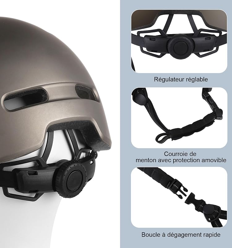 Casque de vélo Urban Commuter - Casque de vélo élégant pour Homme et Femme - pour Cyclisme, Trekking, Ville - Casque réglable - 55-61 cm