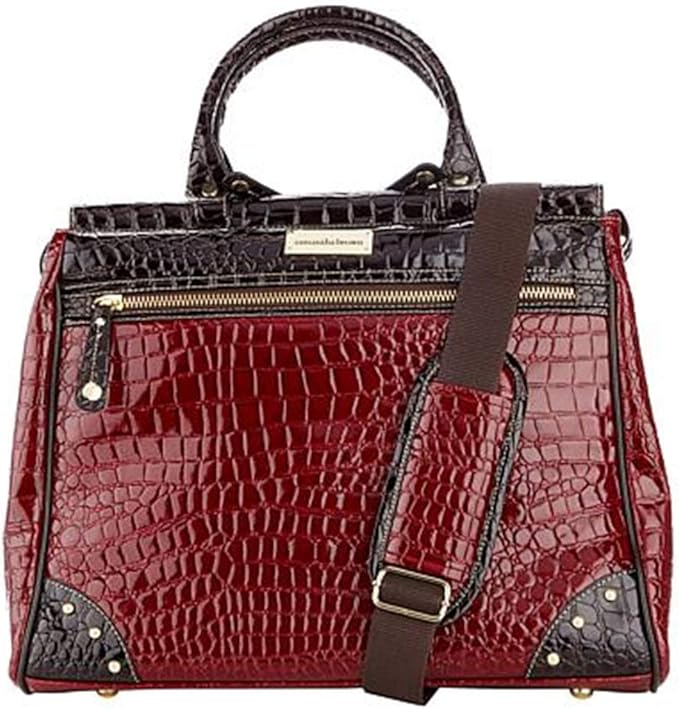 Samantha Brown Nylon and CrocoEmbossed Dowel Bag