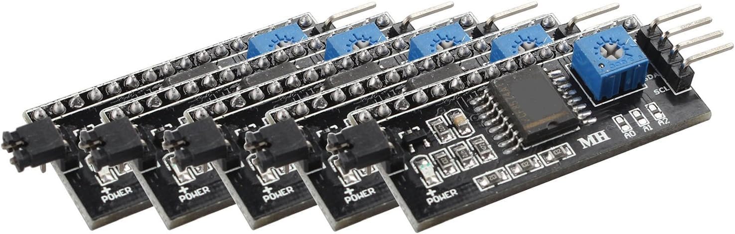 HALJIA 5 PCS LCD1602 Adapter Board Module IIC I2C TWI SPI Serial Interface DC 5V Compatible with Arduino 1602 2004 LCD Display