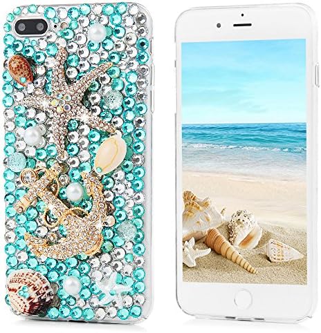 LaVibe for iPhone 7 Plus, iPhone 8 Plus Cover Rhinestones Case, Hard PC Bumper Case Cover Handmade Bling Crystal Rhinestone Diamond Case Slim Sockproof Protective Transpareant Case Diamond anchor
