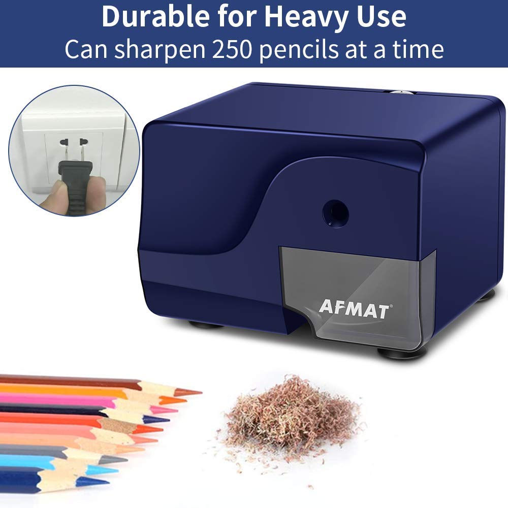 AFMAT Electric Pencil Sharpener, Heavy Duty Pencil Sharpeners, Colored Pencil Sharpner for 6-8mm Pencils, Fast Sharpen in 3-5s, 3 Sharpness Setting, Sharpen 10000 Times for School/Classroom/Teachers