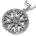 COOLSTEELANDBEYOND Mens Dharmachakra Pendant Dharma Wheel of Law Symbol Necklace Stainless Steel with 23.4 in Chain