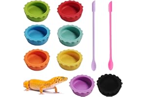 MEISO Reptile Feeding Dishes 8 PCS Set Silicone Food and Water Bowls for Hermit Crab Tarantula Lsopods Lizard