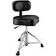 TENTOTEN Drum Throne with Backrest Drum Chair, Portable Removable Drum Throne Seat Motorcycle Style Hydraulic Drum Stool for Adults with Adjustable Backrest & Memory Foam (Black PU-Leather)