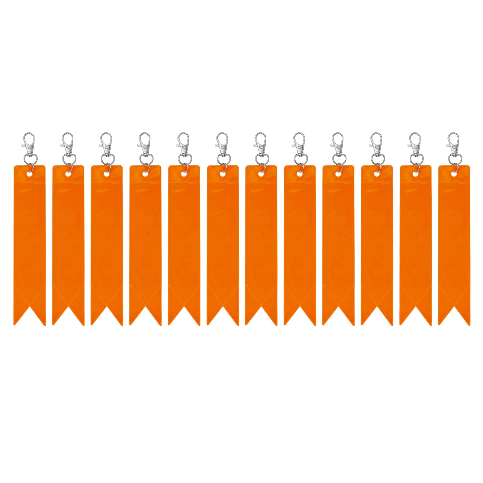 PATIKIL Reflective Keychain Tags, 12 Pack Safety Reflector Tag Reflective Pendant PVC Reflector Gear Keychain for Backpack Cycling Walking, Orange-yellow