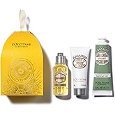 L'OCCITANE Almond Holiday Ornament Beauty Gift Set, 3-Piece Moisturizing Skincare Trio, Travel-Size Shower Oil, Body & Hand Cream Minis for Soft Skin