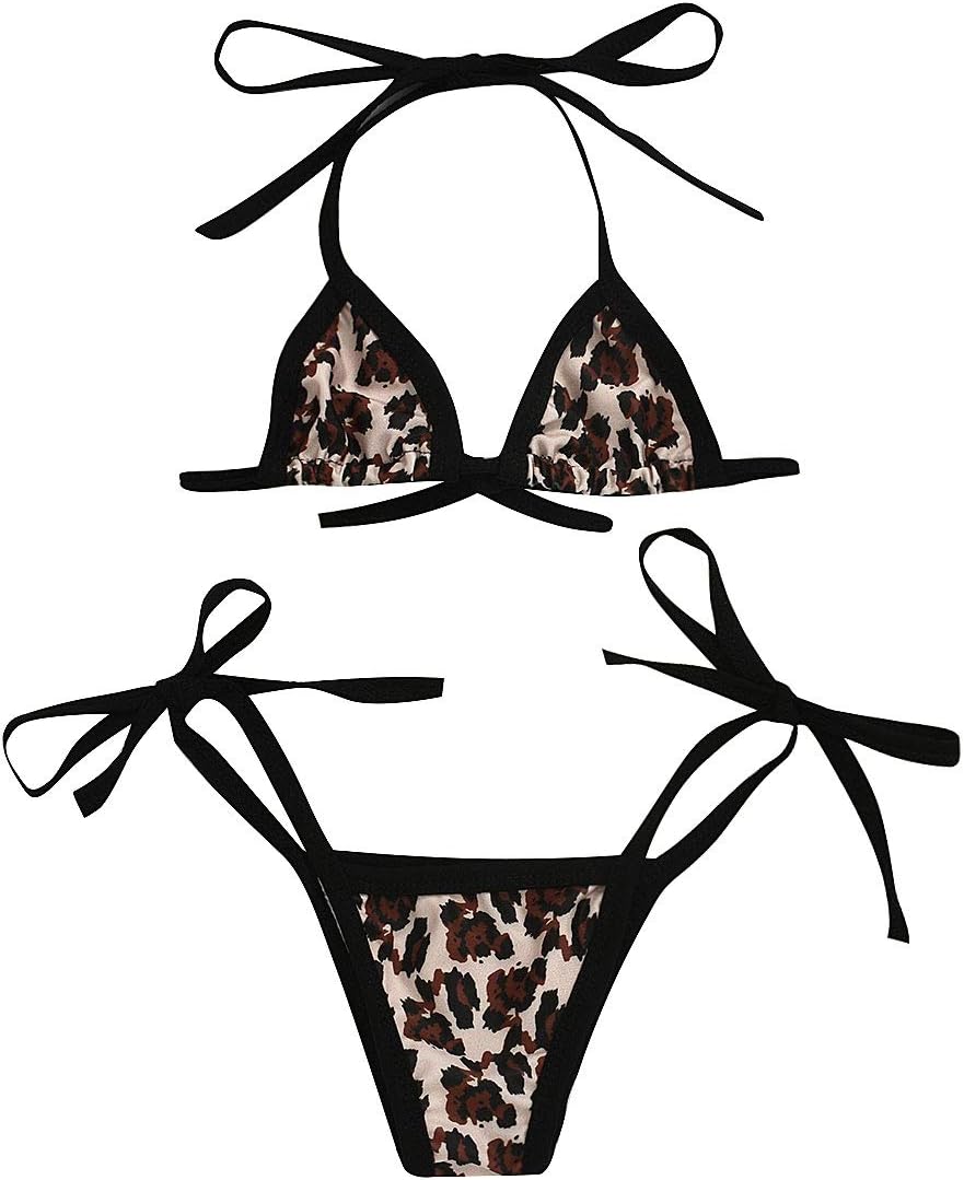 Aweyoo Baby Girl Swimsuit Leopard Print Bikinis with Headband 3 Piece Swimwear