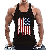 InleaderStyle Men's American Flag Tank Tops Y-Back Sleeveless Muscle Stringer Graphic Gym Workout USA Tank
