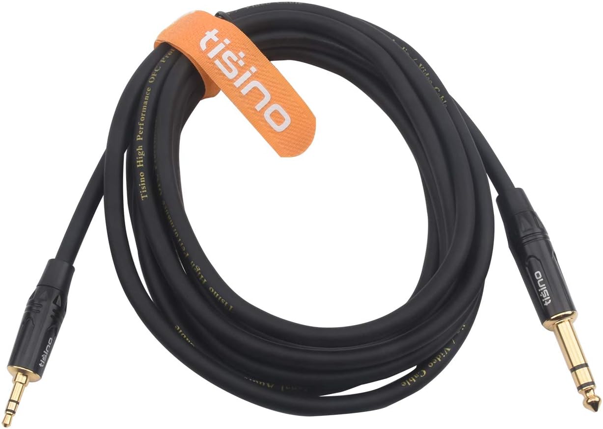 DISINO 1/8 to 1/4 Stereo Cable, Heavy Duty 3.5mm Mini Jack TRS to 6.35mm Jack TRS Audio Interconnect Path Cord Lead - 6.6 feet: Electronics