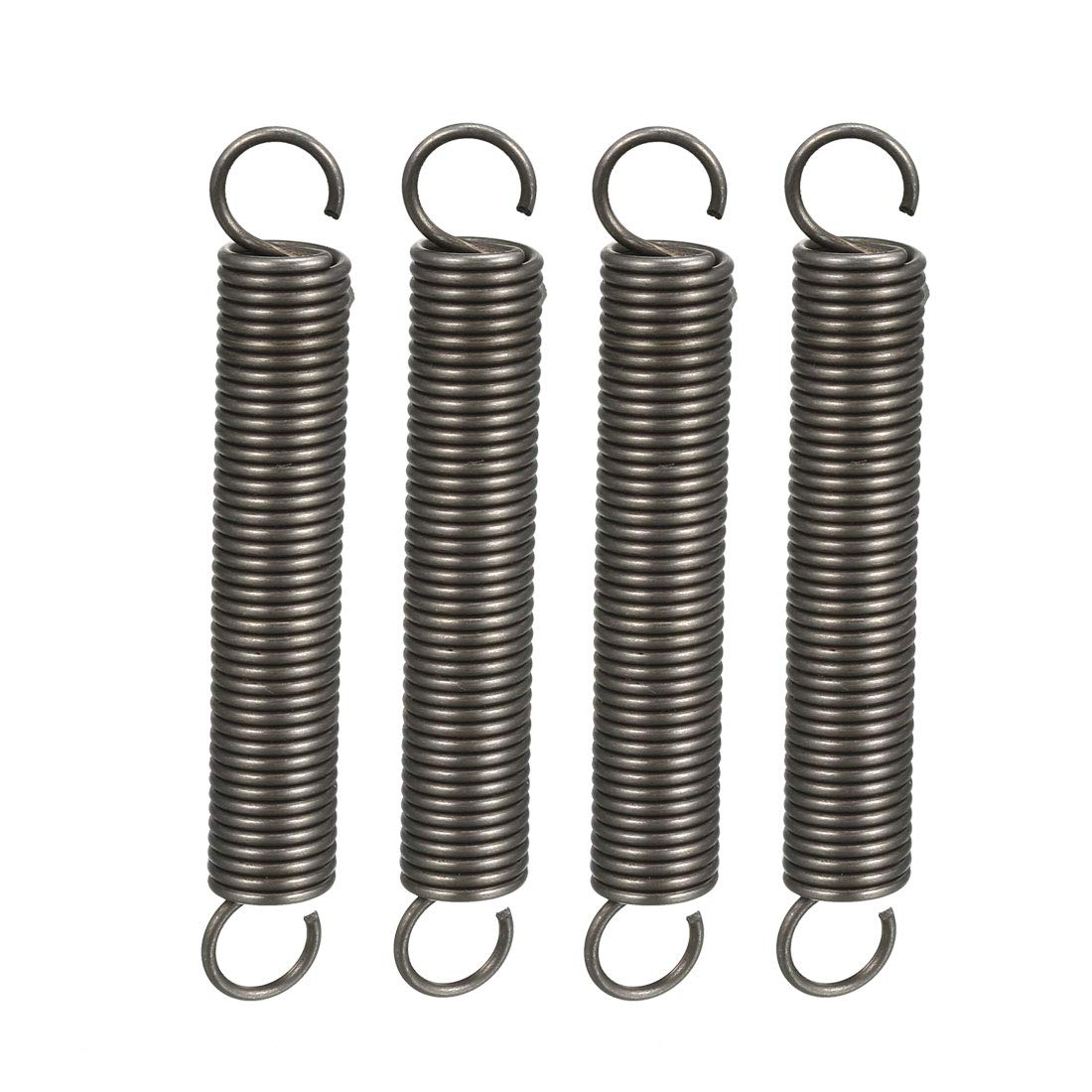 sourcing map Extended Tension Spring Wire Diameter 0.047", OD 0.39", Free Length 2.76" Spring Steel Small Dual Hook Tension Spring 4pcs