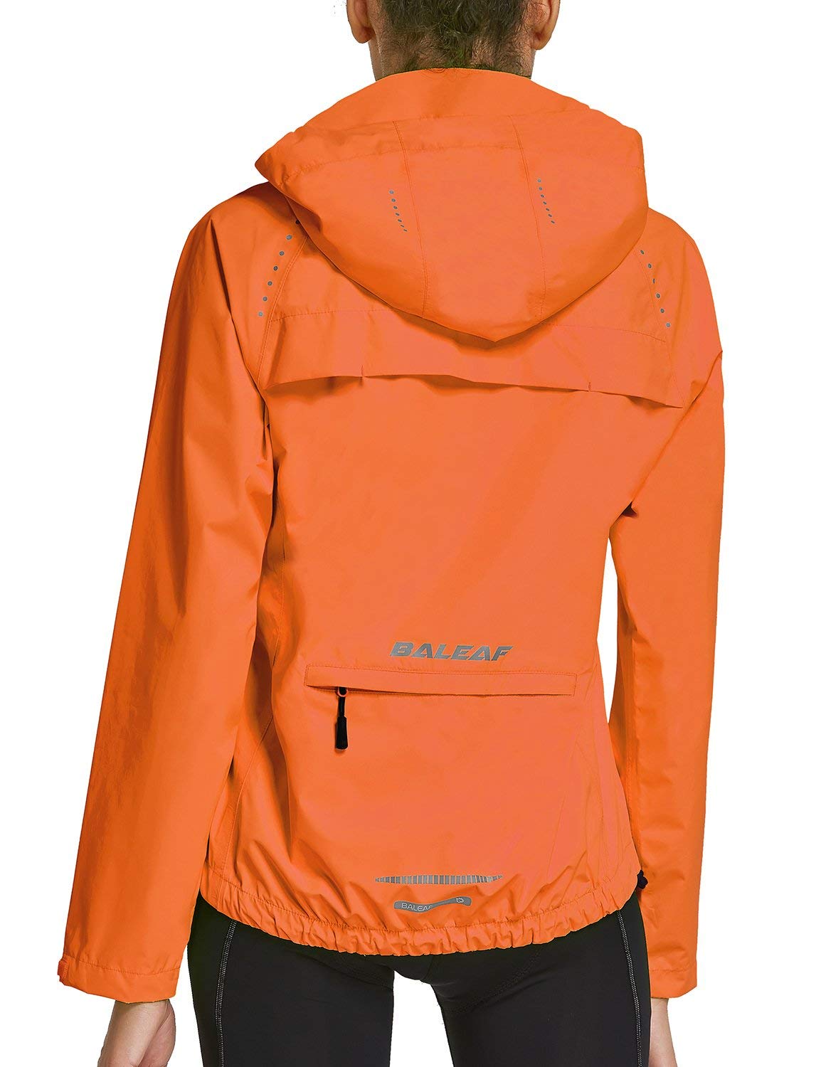 baleafWomen's Rain Jackets Waterproof Windbreaker Packable Running Lightweight Cycling Jacket Reflective Hooded