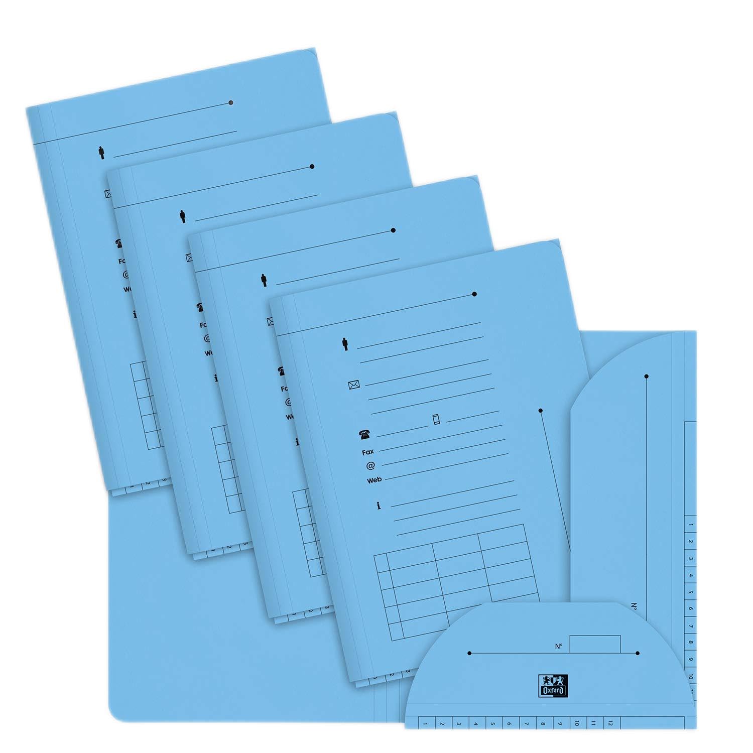 Oxford Pack of 100 A4 Document Folders for 200 Sheets of Kraft Paper 240 g Thick Pastel Blue