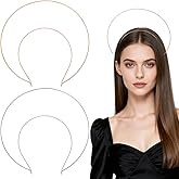 Housoutil Double Crown Headband 2-Pack Metal Halo Headbands for Women and Girls Gold and Silver Double Row Comb Wedding and Party Hair Accessories